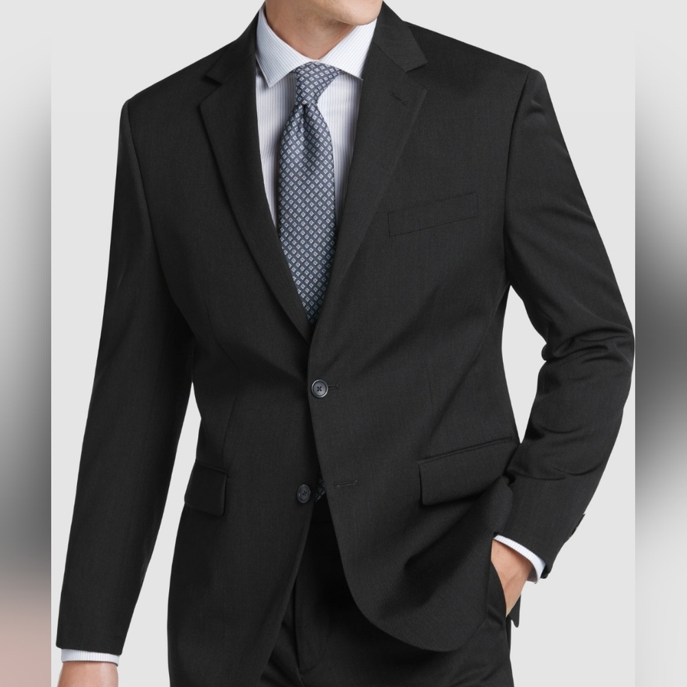New Pronto Uomo Platinum Modern Fit Black Charcoal Suit Jacket